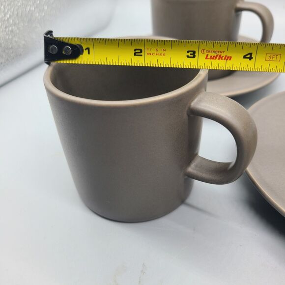 Set (2) Calvin Klein Coffee Cups with Saucers Matte Grey Swid Powell 6 oz - Picture 6 of 8